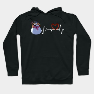 Heartbeat Christmas Snowman Face Warming Up Heart Frequency Hoodie